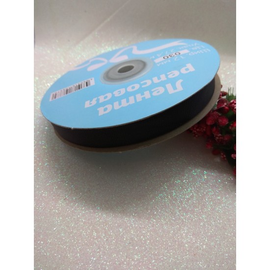 Лента репсовая однотонная 1,2 см*27,4 м (цв. черный), цена за катушку